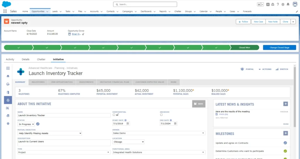 Valkre key account management software dashboard